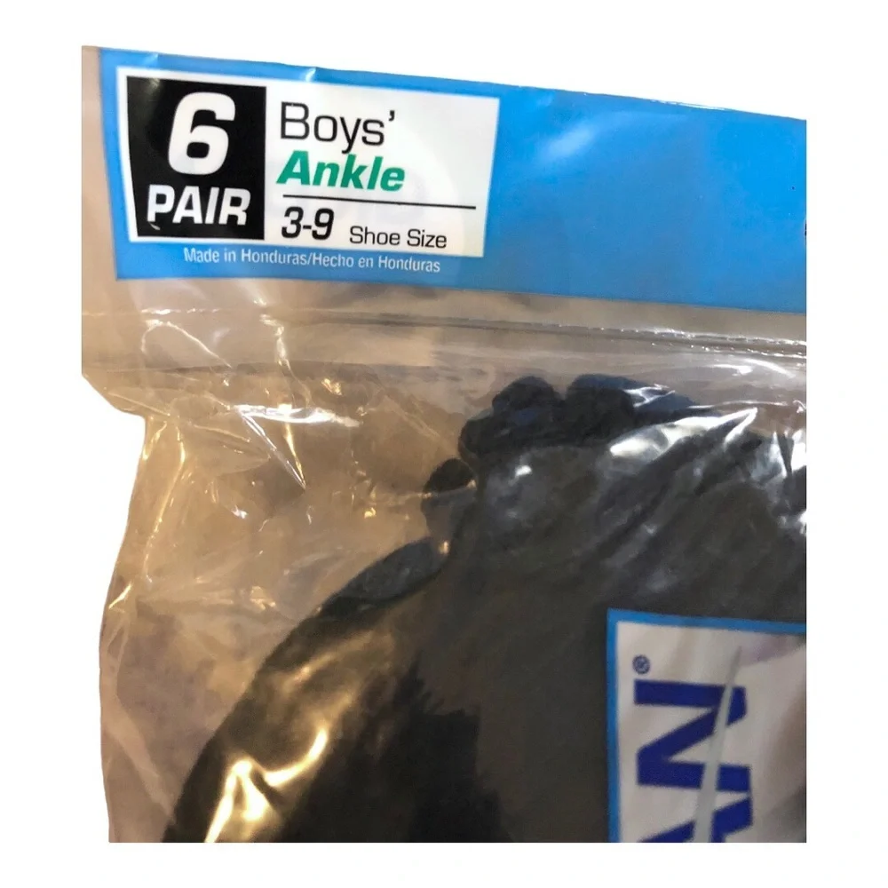 12pairs Gildan Boys’ comfort toe seam black ankle socks, fits shoe size 3-9. new